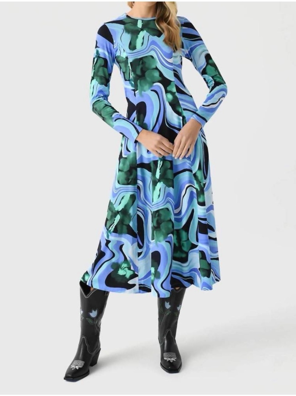 DE LORETA nono dress in marmol verde